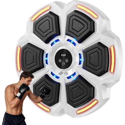 Music Boxing Machine for Adults,Bluetooth Smart Boxing Training Machine,Wall Target Punching Workout for Kids,Reflex Training Suitable for Home,Office,Gym,Fun Fitness Equipment(Hoar)