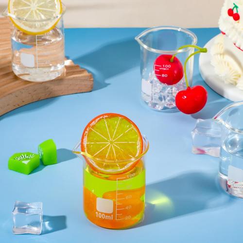 12 Pcs Glass Beaker, Heavy Duty Lab Beaker with Printed, High Borosilicate Class Measuring Cup Bulk Graduation for Laboratories Classrooms or Home (100ml)