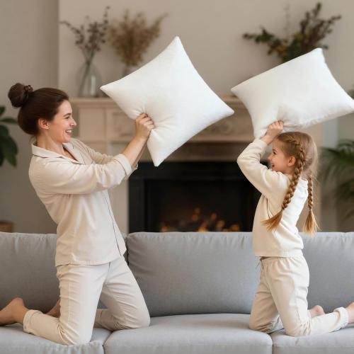 Phantoscope Pillow Inserts, 100% Virgin Fiber Hypoallergenic Polyester Throw Pillow Inserts, Square Pillows for Couch, Sofa, Bed, 20x20 Inch (Pack of 2)