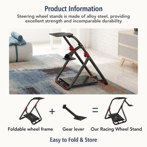 DIWANGUS Foldable Racing Wheel Stand,Height Adjustable Steering Wheel Stand | Racing Simulator Cockpit fit for Logitech G29 G923 G920 G27 G25 Thrustmaster MOZA for Xbox PS4 PS5 PC, Pre-Assembled Design