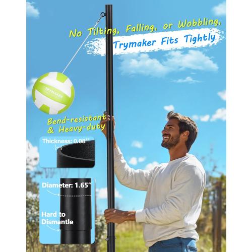 Trymaker Tetherball Set, Tether Balls and Rope Set with Pole 10.43ft Height Heavy Duty, Tetherball Equipment Kit for Backyard Outdoors(No Base Included)