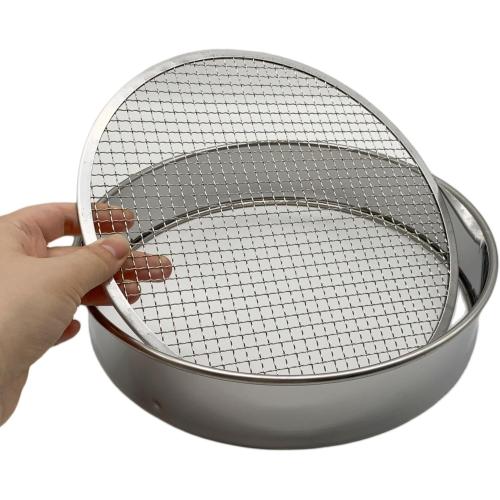 Soil Sifter Set with 3 Sieve Meshes for Rock and Sand - Stainless Steel