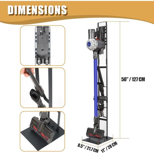 BRIGHTSHOW Vacuum Stand for Dyson V15 V11 V10 V8 V7 V6,Stable Metal Storage Bracket Holder for Handheld DC30 DC31 DC34 DC35 DC58 DC59 DC62 Cordless Vacuum Cleaners Accessories