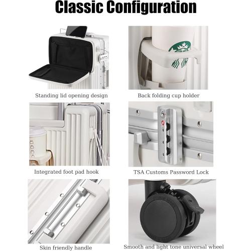 ZMY Carry on Luggage with Charging Port, Lightweight Hardside Suitcase with TSA Lock and Spinner Wheels (Grey, 20 inches)