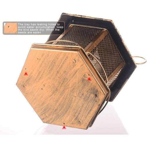 Bird Feeder for Outdoor, Retro Metal Birdfeeder Outside Hanging, Attracting Wild Birds Chickadees Goldfinches Cardinals Finches and Sparrows (Bronze)