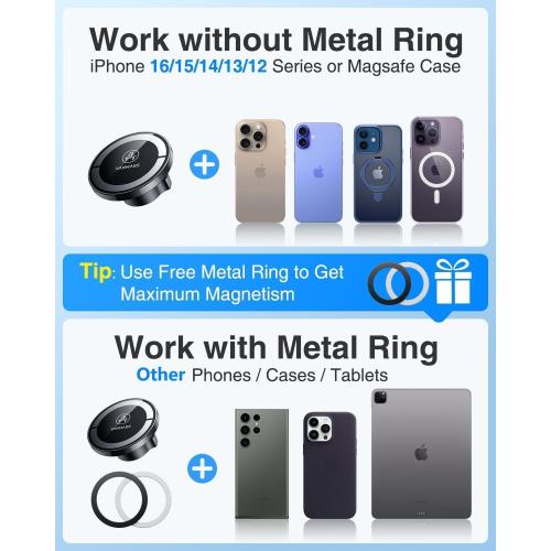 【2025 Military-Grade】VANMASS for MagSafe Car Mount【Upgraded Strongest Magnetic&Suction】Phone Holder Cell Stand for Dashboard Windshield Vent,Tesla Truck Cradle for iPhone 17 Pro Max 16 15 14 13 12 Air