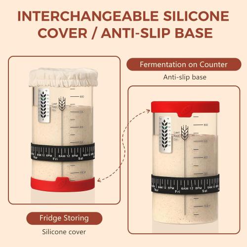 Sourdough Starter Jar, 24 OZ Wide Mouth Sour Dough Starter Jars Glass, Sourdough Starter Kit, Sourdough Bread Baking Supplies for Beginners and Pro, 1 Pack