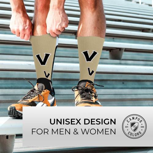 Size  YTH For Bare Feet NCAA Youth University Socks - Officially Licensed School Logo - Girls & Boys - Crew Style - Support your team on Game Day (Vanderbilt Commodores - Graphite, One Size)
