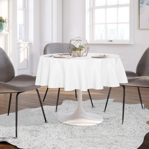 sancua White Round Tablecloth 60 Inch Diameter for 20-48 Inch Tables