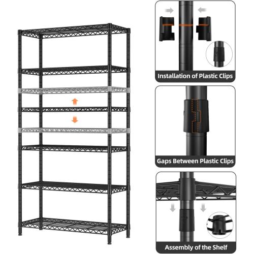 SINGAYE Shelf Closet Wire Shelving：Adjustable Metal Unit for Laundry Room Organization Bathroom Kitchen Home Garage Storage Pantry Rack Shelves