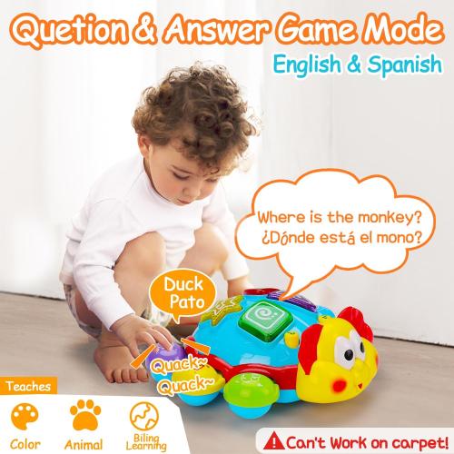Baby Crawling Toys 6-12 Months, Musical Light Up Tummy Time Toy for Infant 0-6 7 8 9 12-18 Month Old, Toddler Spanish English Bilingual Learning Educational Development Gift for 1 2 Year Old Boy Girl