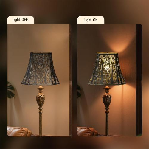 Size 8x 14x11 Color copper Lampshade Medium Lamp Shade 8 Top x 14 Bottom x 11 High (Spider) Metal Antique Bronze Lamp Shades for Table Lamp, Bedside Light and Floor Lamp - Art Forest Etched - Lampshades Replacement