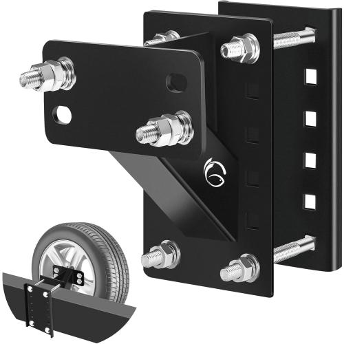 Color Black GADFISH Spare Tire Carrier,Spare Tire Mount Boat Trailer Carrier Bracket,Heavy Duty Lock Holder,Fits 4 & 5 & 6 Lugs Trailer Wheels on 4, 4.5'', 4.75'', 5'' and 5.5'' Bolt Patterns,Holds up to 150 Lbs