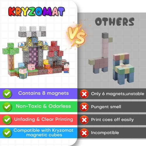 100PCS Magnetic Blocks - Magnet Tiles Toys for Kids, Magnetic Building Blocks Cubes, Stacking Magnets Toys for Kids, Birthday Gifts for Boys and Girls Age 3  Years Old