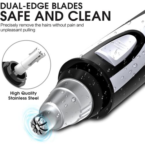 Ear and Nose Hair Trimmer Clipper - 2026 Professional Painless Eyebrow & Facial Hair Trimmer for Men Women,Battery-Operated Trimmer with IPX7 Waterproof,Dual Edge Blades for Easy Cleansing Black