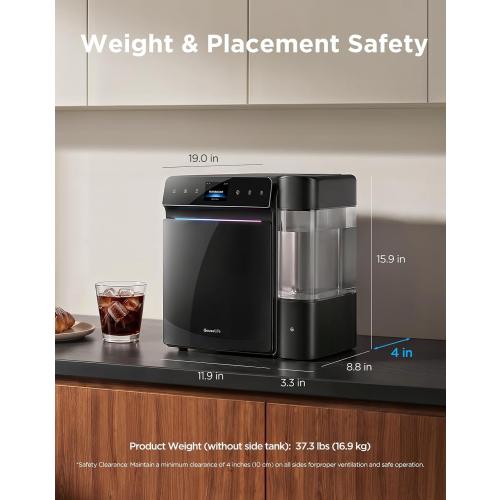 GoveeLife Smart Countertop Ice Maker 2 Pro, 3 Mins 9 Ice Cubes with 3 Sizes | 47lbs Daily, 40dB Quiet, Smart Pre-Cooling, App & Voice Control, Self-Clean, Dual Water Tanks for Home, Coffee, Party, Office