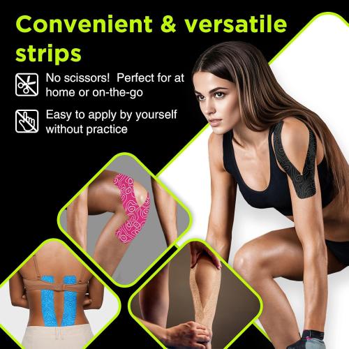 OK TAPE Precut Y-Shape Kinesiology Tape for Shoulder, Knee, Back, 10 Pcs, K Tape Strips, Provide Support & Relieve Discomfort, Water-Resistant Elastic Athletic Tape (3.5 x 10, Beige)