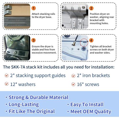 SKK-7A SKK8K Stacking Kit Compatible with Samsung 27-Inch Front-Load Washers and Dryers Replaces SK-5A SK-5AXAA SKK-8K