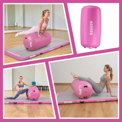 Gymnastics Mat,Air Roller Gymnastics Barrel,Gymnastics Tumble Track Air Track Tumbling Mat for Home Training/ Cheerleading/Gym/Training/Yoga/Beach/Water/Park Outdoor Use with Electric Air Pump MAY HAVE MISSING ACCESSORIES