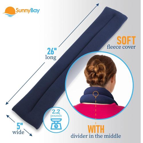 SunnyBay Microwave Heating Pad for Neck and Shoulders, 2.2 lbs 26 inch Long Versatile Microwavable Neck Wrap Warmer or Cool Pack, Hot or Cold Therapy to Relax Sore Muscles (Navy Blue)