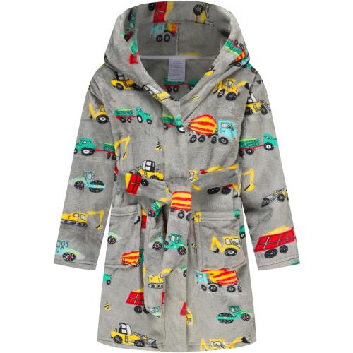 Boys Girls Robes Kids Toddler Flannel Hooded Bathrobe Pajamas Sleepwear 6-8 Years