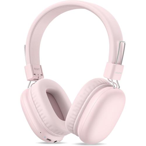 Pink Kids Bluetooth Headphones, Over-Ear Wireless Headphones with Microphone, Safe-Volume 85dBA, Bluetooth 5.4, Foldable Lightweight and Comfortable, 50H Playtime, USB-C Charging, Pink
