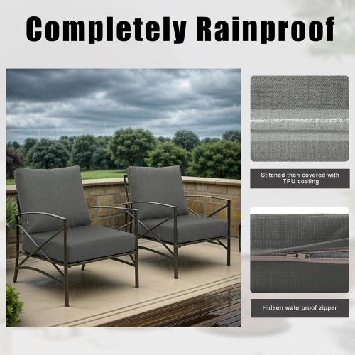 Favoyard Deep Seat Patio Cushions Rainproof & Fadeness Furniture Cushion Set for Outdoor with Polyester-Linen Fabric & Removable Cover, Hidden Zipper and Adjustment Staps（Seat 22x22In Back 22x18.5In）