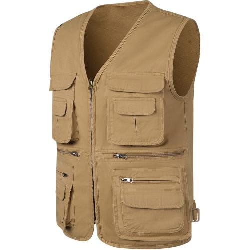Size M OlyljpinZ Men's Fishing Vest with Multi-Pocket Sleeveless Jacket Hunting Vest Safari Travel Outdoor Casual Vest Gilet