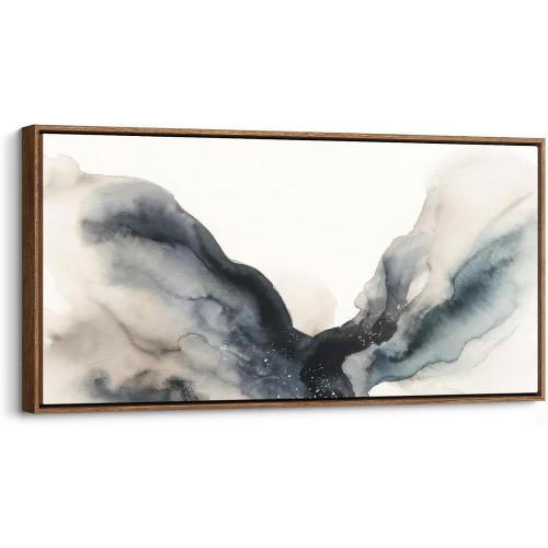 Extra Large Framed Wall Art Canvas Print - Mystic Currents Abstract Fluid Wall Decor - Contemporary Artwork for Living Room Bedroom Office - 60 x 30 x 2 Natural (little damaged; see the picture)