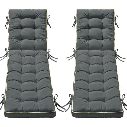 2 Pack 80x26 Inch Folding Chaise Lounge Cushion Quick Dry (Gray) | Outdoor Sun Lounger Seat Pad with Shredded Foam for Patio Furniture, Deck Chairs, Poolside