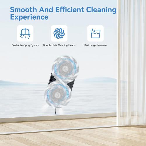 Automatic Window Cleaning Robot, Window Cleaner Robot Auto Dual Spray, 2025 Model Robot Limpia Vidrios AI Path Planning, 3000Pa Suction, Remote Control, Edge Detection for Streak-Free Glass - SS1