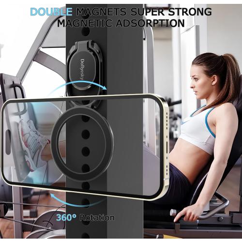 Doflyesky Magnetic Phone Ring Holder for iPhone, Double Adjustable Gym Phone Grip Holder and Stand Removable for Magsafe Case, iPhone 17/16/15/Pro Max Plus SE