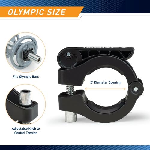 Marcy Adjustable Nylon Resin Olympic (2-inch) Barbell Lock Collar Clips with Quick Release Latch for Weight Training & Fitness Training