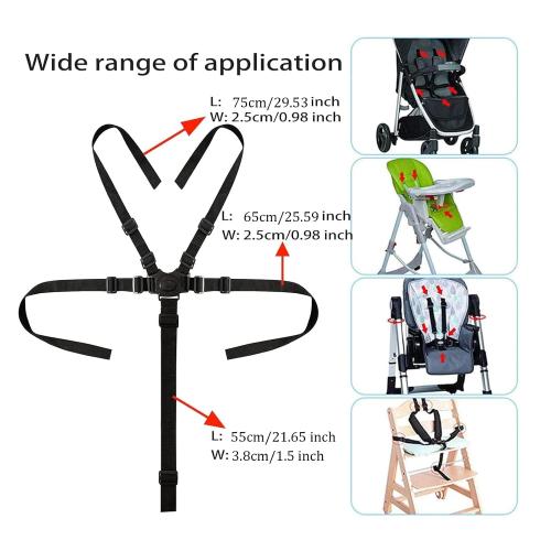 5 Point Seat Belt Safety Strap Belt for Stroller Pushchair Pram Buggy Safe Protection, Adjustable High Chair Baby Straps, Safety Strap Belt