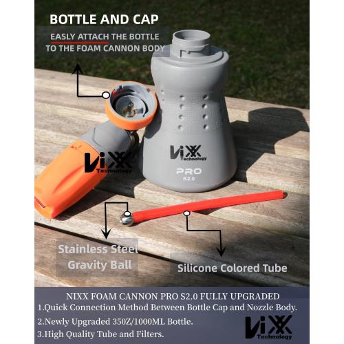 NIXX Foam Cannon PRO S2.0, Snow Foam Lance for Pressure Washer （1L Wide Bottle), 1/4 Inch Quick Connect - Adjustable Car Wash Foam Gun Sprayer, Soap Blaster Accessories.