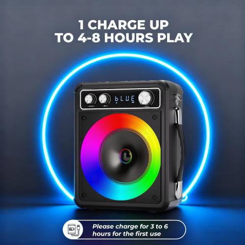 Karaoke Machine with 2 Wireless Microphones, Portable Bluetooth Speaker for Adults Kids, PA Systems Support TWS Echo Adjust TF USB AUX for Home Party Outdoor Travel