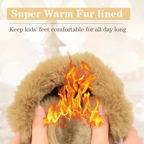 FANTURE Toddler Snow Boots for Girls Boys Winter Warm Fur Lined Kids Non Slip Outdoor Shoes (Toddler/Little Kid)