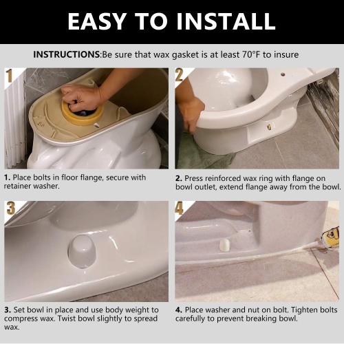 Extra Thick Toilet Wax Ring Kit with Flange and Bolts for Floor Outlet Toilets New Install or Re-seat, Fits 3-inch or 4-inch Waste Lines