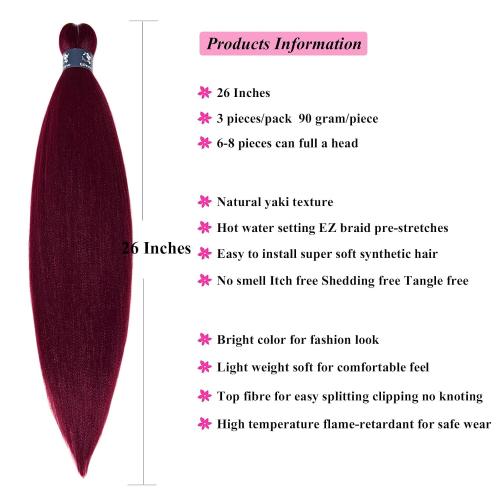 Red Braiding Hair Pre Stretched 3 Pack Colored EZ Prestretched Braiding Hair 26 in Hot Water Setting Yaki Braiding Hair Itch Free Synthetic Fiber Corchet Twist Braids Hair Extensions by UPruyo