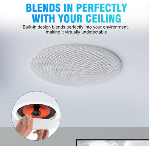 STUDIOFINIX 8-Inch Bluetooth Ceiling Speaker System with A 2-Channel Wall Amplifier,400W Max Power Output Pair - Perfect for Clear Sound in Living Room, Office, Kitchen, Basement & Covered Patio