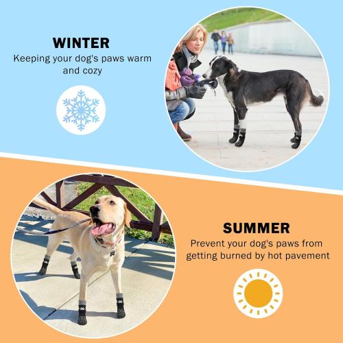 Size X small SCENEREAL Anti Slip Dog Socks to Prevent Licking Paws, Dog Shoes for Hot/Cold Pavement, Paw Protector Traction Control on Hardwood Floor, Dog Shoes Booties for Puppy Small Medium Large Senior Dogs