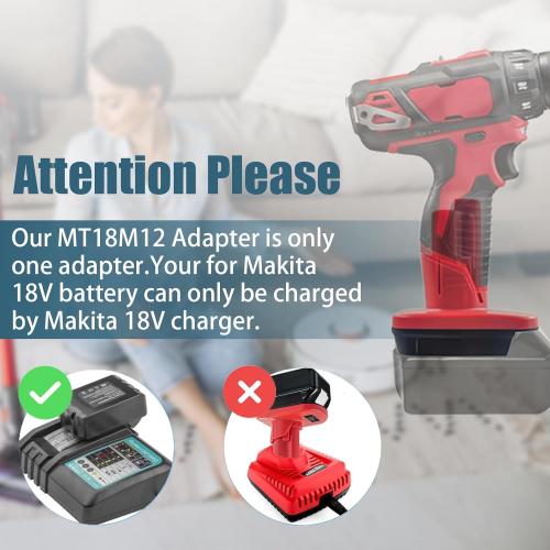 Battery Adapter for Makita 18V to M12, MT18M12 Adapter Convert for Makita 18V to Replace for Milwaukee 12V Li-ion Battery Work for Milwaukee M12 12V Power Tools