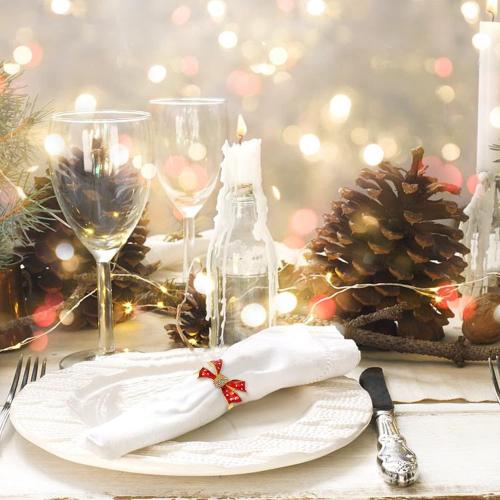 KPOSIYA Christmas Napkin Rings Set of 12, Napkin Rings Holders for Dining Table Setting - Wedding Receptions, Thanksgiving and Home Kitchen for Casual or Formal (Hun he Ring 12)