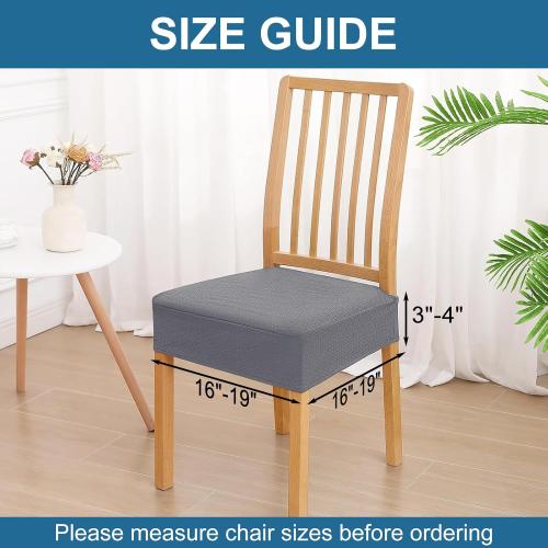 Smiry Waterproof Seat Covers for Dining Room Chairs Set of 4, Stretch Jacquard Removable Washable Chair Seat Slipcovers Protector, No Rear Covers, Grey