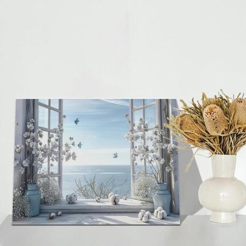 Birnsen Coastal Flower Bathroom Canvas Wall Art (Canvas, 36L x 24W)