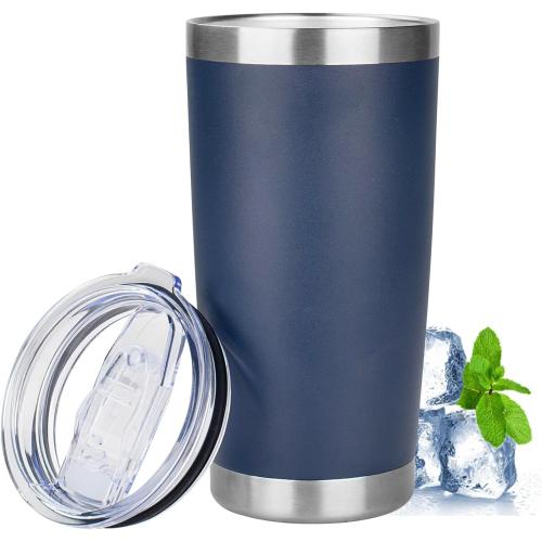 20oz Tumbler with Lid Stainless Steel Insulated Tumblers Travel Coffee Tumbler Bulk Double Wall Vacuum Insulated Water Cup Christmas Gifts for Women Men Her Him Home Office (Navy Blue, 1pack)