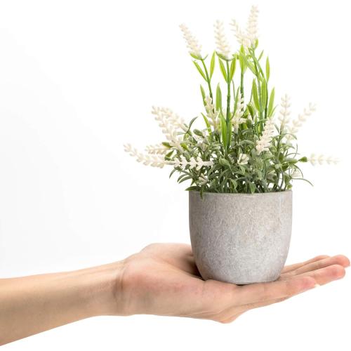 Velener Artificial Lavender Flowers(Pink/White/Purple), Small Fake Lavender Plants Pot Set of 3 - Faux Lavender Flowers for Farmhouse/Home