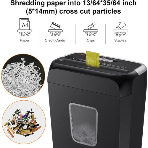 Bonsaii Paper Shredder for Home Use, 3.4 Gal Wastebasket, 6 Sheet Crosscut Paper Credit Cards, Staples, and Clips Shredder for Home Office Use, Portable Handle Design (C237-B New Version)