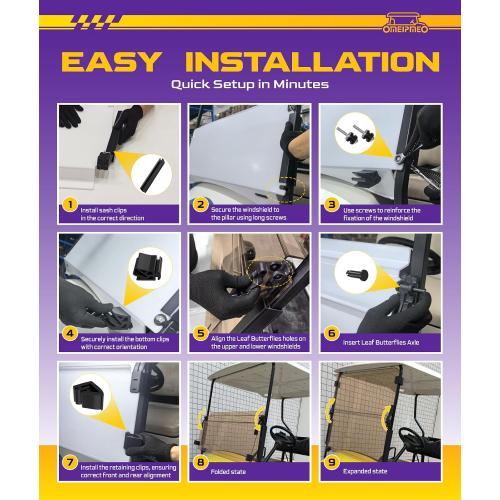 Upgrade Golf Cart Windshield for Yamaha G29/Drive 2007-2016 Gas/Electric Models, Foldable Golf Cart Windshield with Heavy Duty Hinges, Anti-UV&Impact Resistant, 5MM Thick PC Material