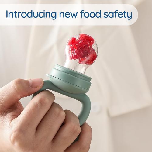 2 Pack Silicone Baby Fruit Feeder with Mini Freezer Tray, Breastmilk Popsicle Molds for Baby Teething Relief, Fresh Food Feeder for Safe Infant Self Feeding, Extra Food Pouches